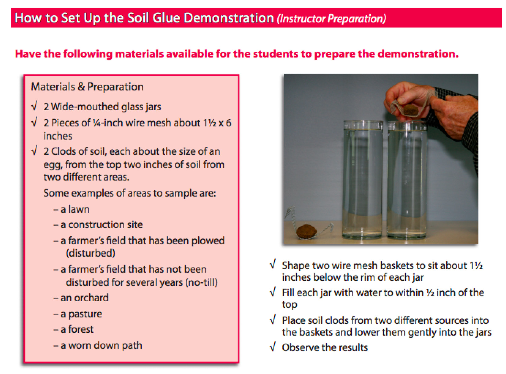 Teacher Prep for Soil Glue Activity