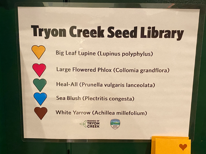 A sampling of some of the seed species offered at the Tryon Creek Seed Library. A sampling of some of the seed species offered at the Tryon Creek Seed Library.