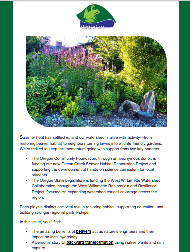 Oswego Lake Watershed Council July 2025 Newsletter