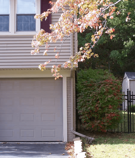 Downspout redirected to lawn