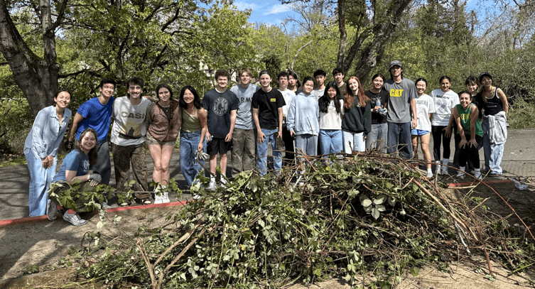Students cleaning up their school campus
